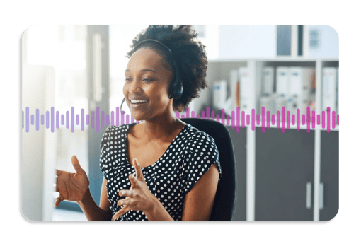 Customer service agent on headset giving a great experience to customer